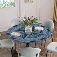 thumbnail image 5 of Blue Compass Nautical Round Tablecloth for 36-44 Inch Tables, Fitted Table Cover with Elastic Edge, Coastal Vintage Waterproof Outdoor Table Cloth Protector for Patio Garden Dinner Picnic, 5 of 9
