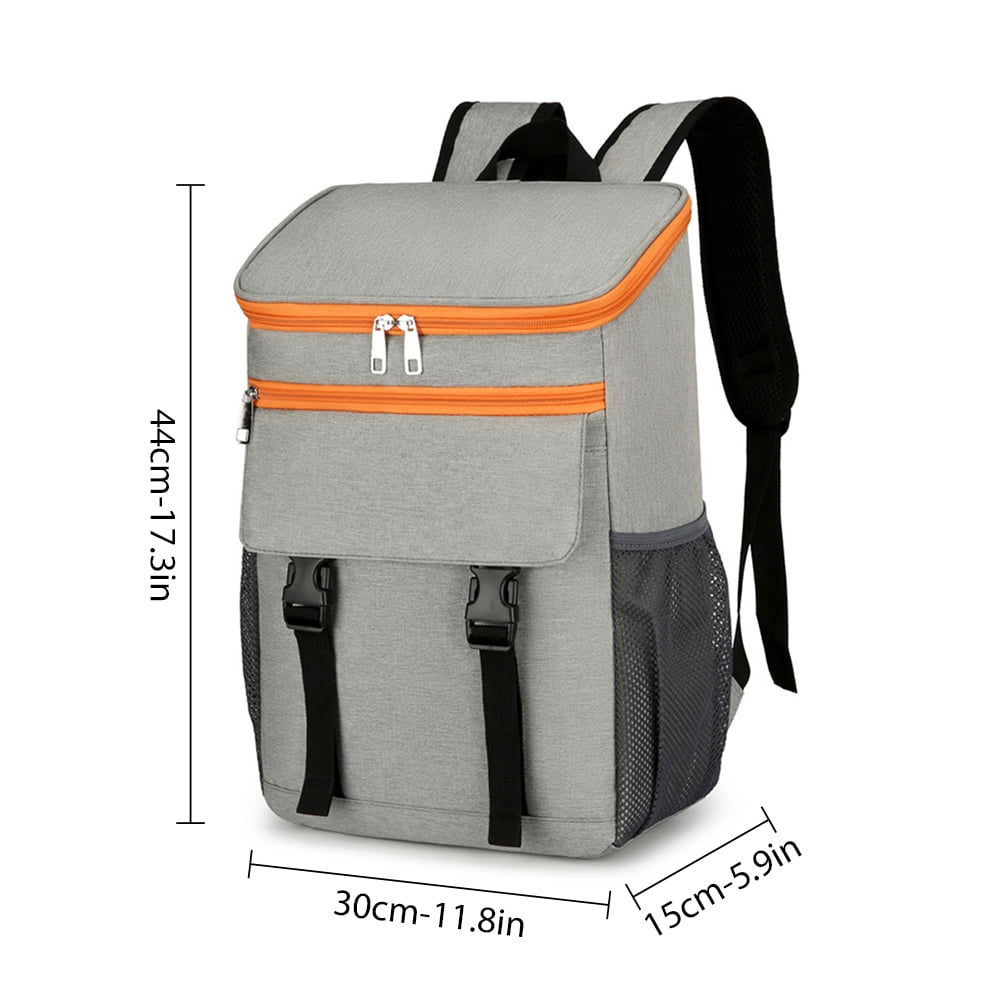 Andoer Large Capacity Insulated Cooling Backpack Waterproof Picnic Cooler  Bag Grey and Orange 