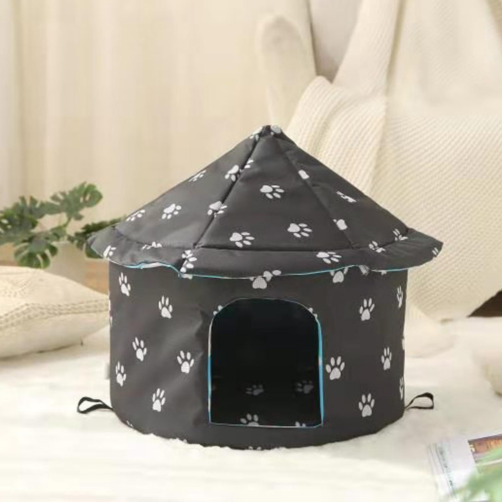 LACKUST Heated Outdoor Cat House,Dog bed for Indoor Clearance,Foldable Shelter for Stray Cats with Sunscreen Protection,A