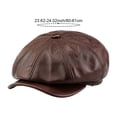 thumbnail image 2 of Jiibva Cowhide Leather Octagonal Hats British Berets Cap Vintage Newsie Hat Fashion Bakerboy Hat Retro Newsboy Hat for Men, 2 of 7