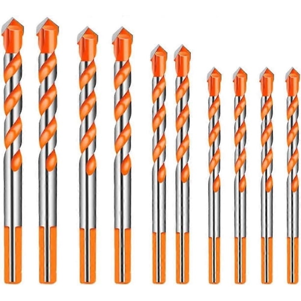 10Pcs Tungsten Carbide Masonry Drill Bit Set for Ceramic Porcelain Metal Steel (6/8/10/12mm)