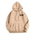 thumbnail image 4 of Women's Hoodies Sweatshirts Cozy Graphic Hoodie for Women with Stylish Long Sleeve Sweatshirt Top Khaki 2XL, 4 of 5