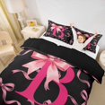 thumbnail image 2 of spefrowx Bow B Letter Bedding for Girls, Black Pink Watercolor Ribbon Duvet Cover Full, Black Reversible, 3 Pieces, 1 Duvet Cover and 2 Pillowcases, 2 of 6