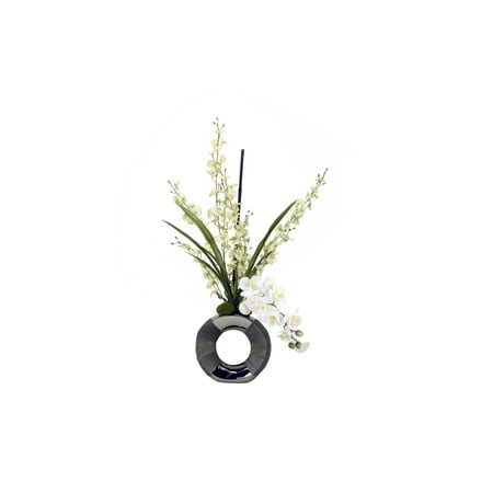 d w silks pale green dancing orchid with white vanda orchids in