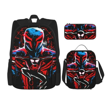 Spi_Der Man Backpack 3pcs Set With Pen Bag And Lunch Bag Fashion Travel Backpack Laptop Backpack Simple And Large Capacity Backpack 17 Inch