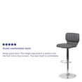 thumbnail image 5 of BizChair Contemporary Adjustable Height Bar Stool with Vertical Stitch Back, Gray Vinyl (Set of 2), 5 of 14