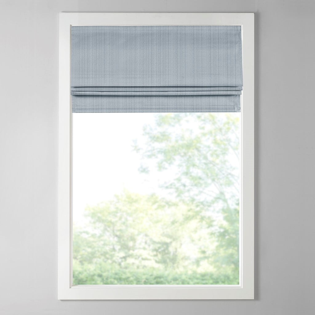 MAYEERTY Basketweave Room Darkening Cordless Roman Shade, Blue, 64" L x 23" W
