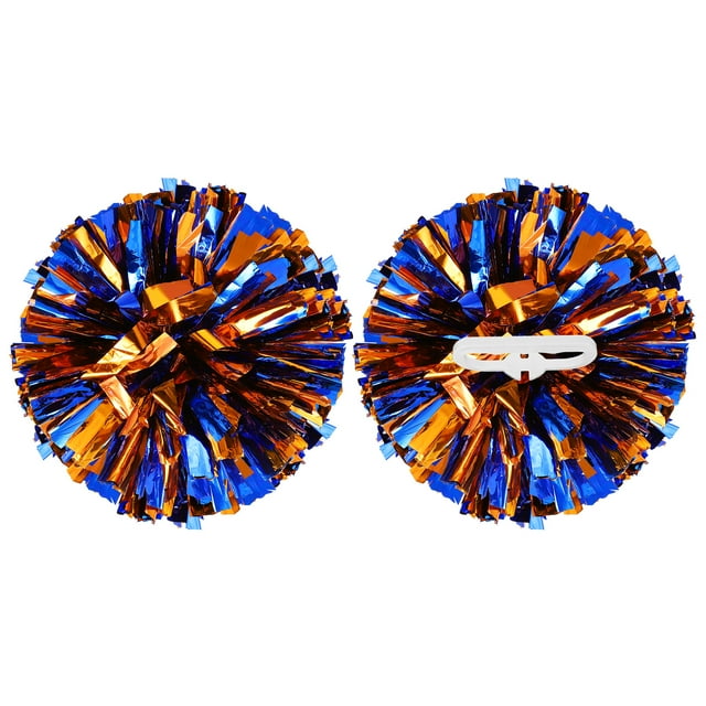 Uxcell 2 Pcs Pompones de Animación Metálicos de 12" con Anillos de Mango para Baile y Animación Azul Naranja