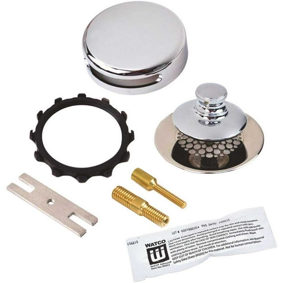 Universal NuFit Push Pull Bathtub Stopper With Grid Strainer, Innovator Overflow Silicone, Two Pins Kit In Chrome Plated