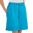 thumbnail image 2 of Falda pantalón de punto de algodón con cordón y cintura elástica para mujer de Collections Etc - Ropa informal de verano, turquesa, talla mediana, 2 of 4