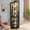 Black, variant on Corner Glass Display Cabinet with Lights, White MDF+Glass Curio Cabinet for Living Room, Adjustable Shelves Wine Cabinet with Carved Crown Decoration, 71.93H