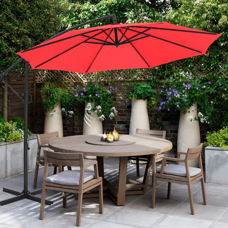 9pc teak patio table dining sets with umbrella furniture Banquet Outdoor Set (Teak Extendable 88-118