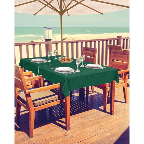 Sage Green Geometric Outdoor Tablecloth - 60x84 Inch Rectangle Dining Table Cover, Botanical Modern Abstract Art Waterproof Outdoor Table Cloth with Umbrella Hole & Zipper for Picnic/Patio