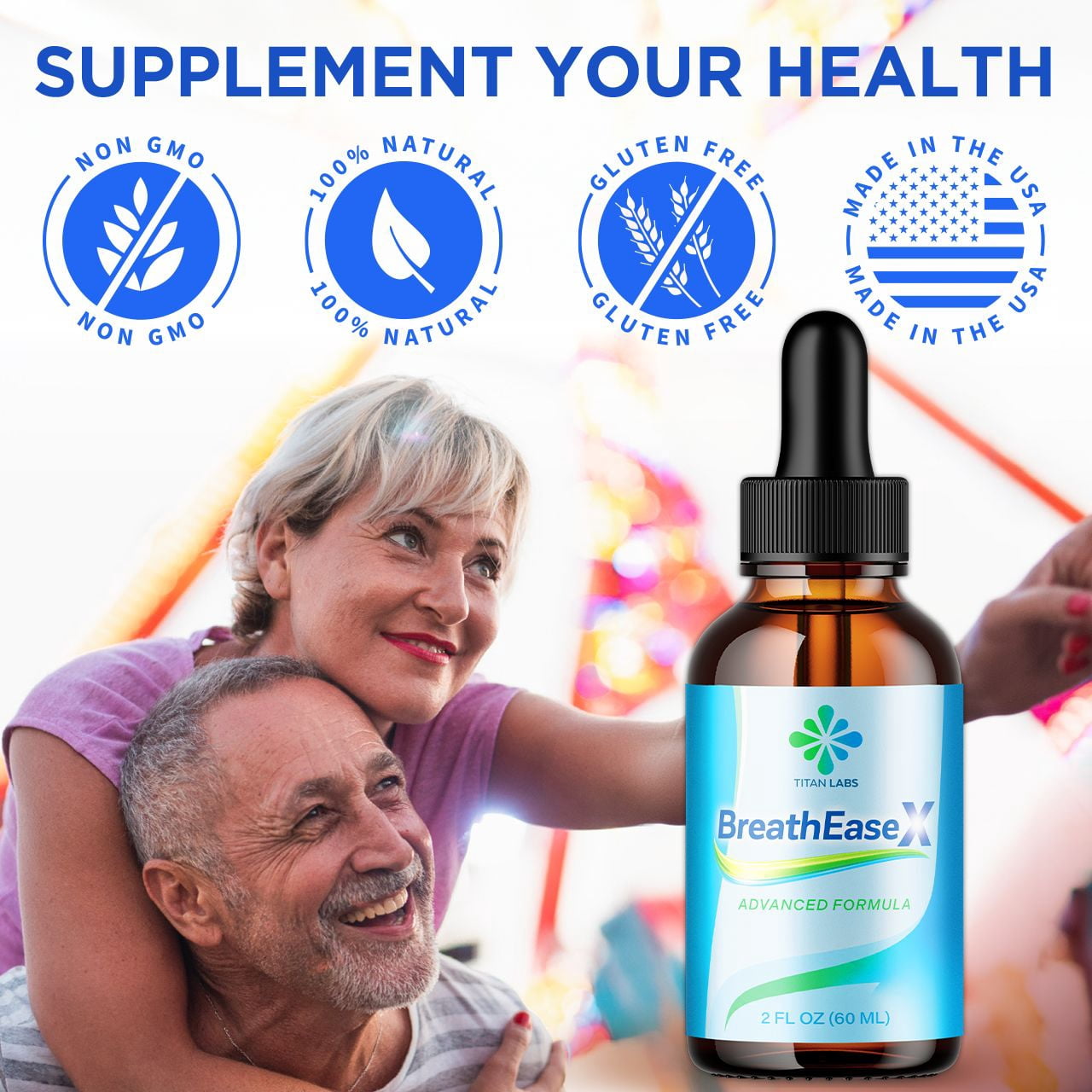 BreathEaseX Respiratory Blend Drops Advanced Formula Lung Support Breath Ease X 60 Servings