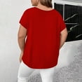 thumbnail image 3 of Kixjoy Womens Plus Size Tops Short Sleeve V Neck Loose Fit Shirts Basic Hollow Fashion Top Casual Work Summer Blouses for Women, Red 2XL, 3 of 3