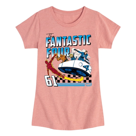 Marvel - Fantastic Four Retro Racing Flying Car - Youth Girls Short Sleeve T-Shirt