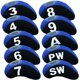 thumbnail image 1 of Juego de fundas para palos de golf para hierros, protector de cabeza de hierro de neopreno, 10 piezas con/sin ventana superior para hombres y mujeres (azul (con ventana superior)), 1 of 1