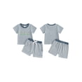 thumbnail image 2 of BemeyourBBs Toddler Baby Boys Golf Outfit Infant Baby Boy Summer Clothes Waffled Striped Golf Embroidery Short Sleeves T-Shirt and ElasticPockets Shorts Set Toddler Boy 2 Piece Summer Outfit, 2 of 9