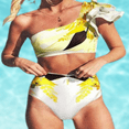 thumbnail image 2 of Meloria Swim and Fashion Beautiful and Elegant One-Shoulder High Waist Bikini, Female, Yellow Floral, 2 of 5