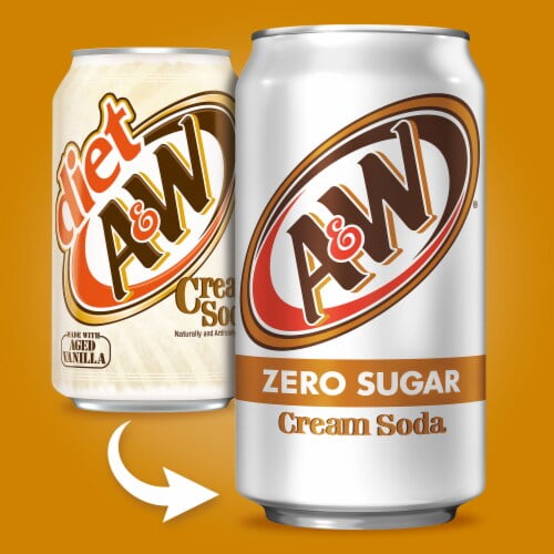 A&W Cream Zero Sugar Soda Cans 12 pk / 12 fl oz - Pack of 2