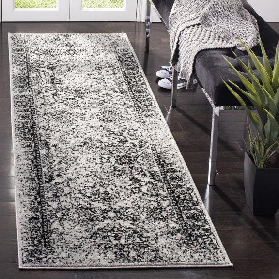 SAFAVIEH Adirondack Wyatt Traditional Distressed Runner Rug, Grey/Black, 2'6" x 10' - Transitional Modern Design, Grey & Black, Ideal for Living Room, Bedroom, Dining Space, Entryway, Hallway, Kitche