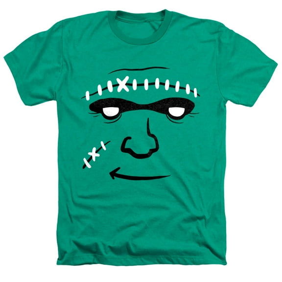 Popfunk Halloween Frankenstein Costume Unisex Adult Heather T Shirt, Kelly Green Heather, Medium