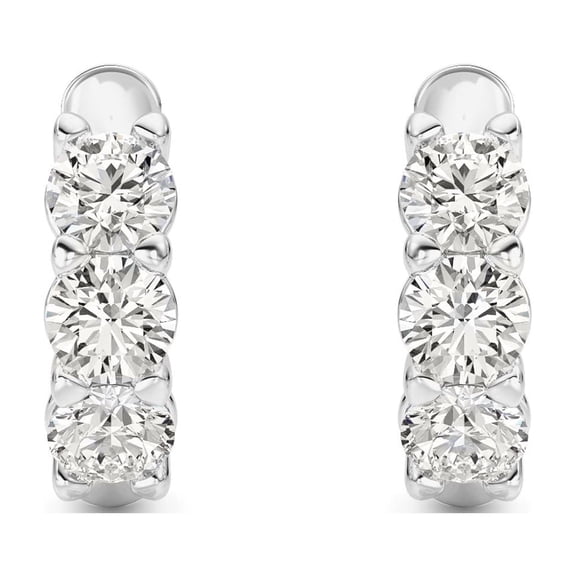 Fireborn Round-Shaped Diamond, Sterling Silver Earrings for Women, 1 CTW, 2.49 g, 14K White Gold