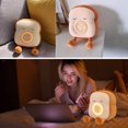 thumbnail image 5 of Peluches con luz nocturna para niños, comida divertida, pan tostado, lindos relojes despertadores rellenos para dormitorios, lámpara de noche fresca, regalos para mujeres y niños 6 7 8 9 10, 5 of 5