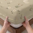 thumbnail image 3 of Full Size Fitted Sheet Set - Cute Duck Daisy 3 Piece Bedding Sets 16" Deep Pocket Fitted Sheet with 2 Pillowcases, Summer Spring Floral Sage Beige Brushed Microfiber Hotel Luxury Bed Sheets, 3 of 9