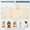 thumbnail image 2 of 24 In Hx60 In W Freestanding Wooden Dog Gate Foldable 3-Panel Pet Barrier Natural Wood, 2 of 5