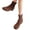 Brown, variant on Women's Slip On Suede Fall Boots Comfortable Wide Toe Box Block Low Heel Dress Booties with Back Zipper Brown Size 8