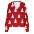thumbnail image 5 of BLTIBY Christmas Sweaters for Women Ugly Funny Xmas Tree Printed Button Up V Neck Long Sleeve Cardigan Fall Winter Knitted Outerwear Coat Red XL, 5 of 5