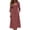 Red, variant on CHGBMOK Cotton Linen Dresses for Women 3/4 Sleeve V Neck Button Down Dress Cinched Waist Flared Fall Maxi Dress