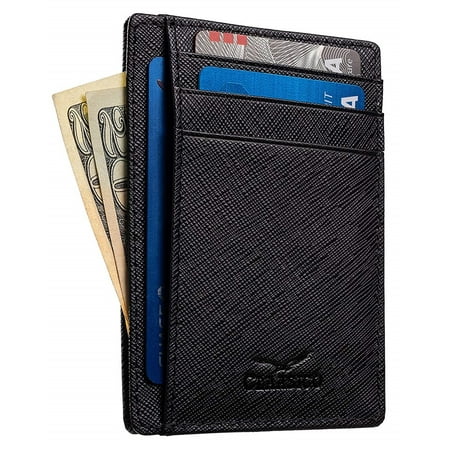 Front Pocket Slim Minimalist Leather Wallet RFID Blocking Genuine Leather Credit Card