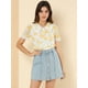 thumbnail image 4 of Allegra K Blusa de manga corta floral bordada con encaje y cuello Peter Pan para mujer blanco XL, 4 of 6
