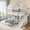 Light White + Twin, variant on Twin over Full House Bunk Bed, Playhouse Design with Ladders, Slides, Storage Shelves and Wardrobe,Antique Natural