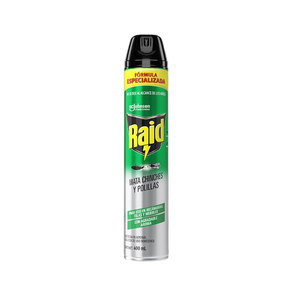 Insecticida en Aerosol Raid Especializado Mata Chinches y Polillas 400 ml