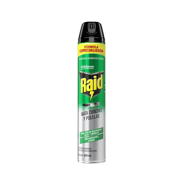 Insecticida en Aerosol Raid Especializado Mata Chinches y Polillas 400 ml