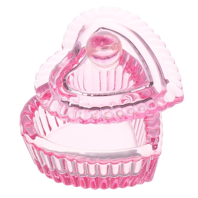 Heart Shaped Nail Soaking Bowl With Lid Pink Glass 1Pack 1.3In
