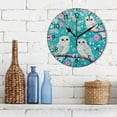 thumbnail image 3 of YAZAOO Decorative Wall Clock Size：25cm Springtime Owls Design Pattern Clock, 3 of 10