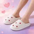 thumbnail image 6 of Wovix Women Cozy Valentine's Day Couple Slippers With Heart Design Indoor Outdoor Comfortable Flat Sole Soft Lightweight Shoes White 36-37, 6 of 7