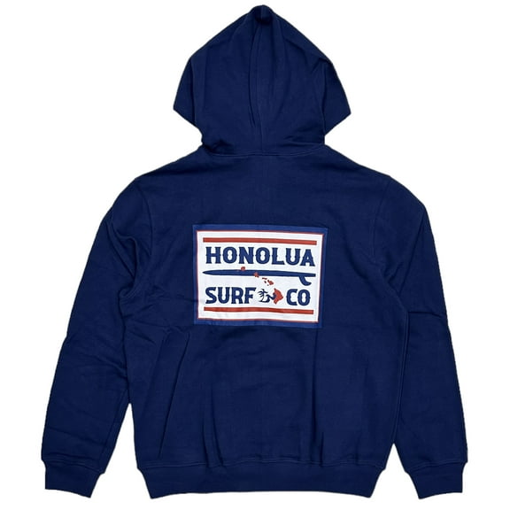 Honolua Surf Co. Men's Hawaii Badge French Terry Full Zip Hoodie Sweatshirt (Small, Navy)