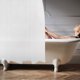 thumbnail image 3 of Cortina de baño fresca, cortinas de ducha blancas, estampados de plantas, impermeables, semitransparentes, Peva, 3 of 6