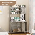 thumbnail image 6 of Homhougo Cat Litter Box Enclosure with Shelves and Doors,Wood Sturdy Hidden Litter Box Furniture,Indoor Cat House Furniture for Most of Litter Box,Litter Box Cabinet,Grey, 6 of 9