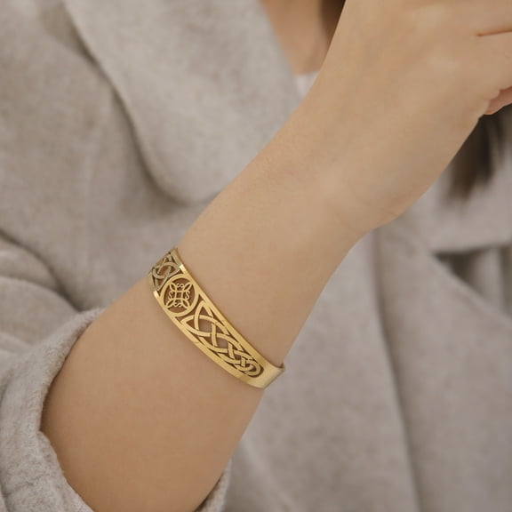 New Fashion Witch Knot 14K Yellow Gold  Bangle for Women Hollow Golden Silver Color Bracelet Witchcraft Amulet Jewelry Gift