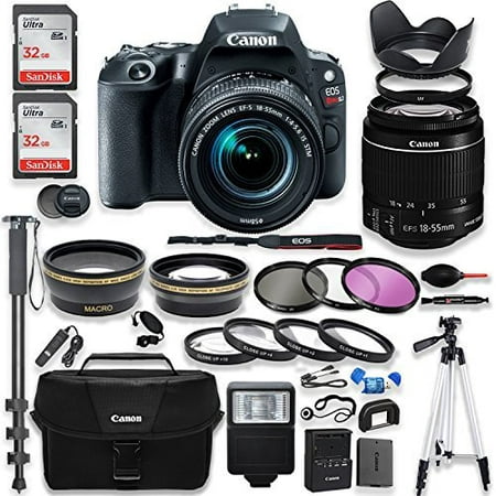 Canon EOS Rebel SL2 DSLR Camera with Canon 18-55mm IS STM Lens Kit + Battery Grip + Canon Case + 64GB Memory + Filters + Macros + Monopod + 50