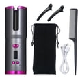 thumbnail image 1 of Rechargeable Automatic USB Hair Curler with 5000mAh Battery, 150-200℃ Adjustable Temperature, Intelligent Constant Heat Protection, 60-Min Working Time, Purple - Includes Charging Cable, Comb, Hair, 1 of 7