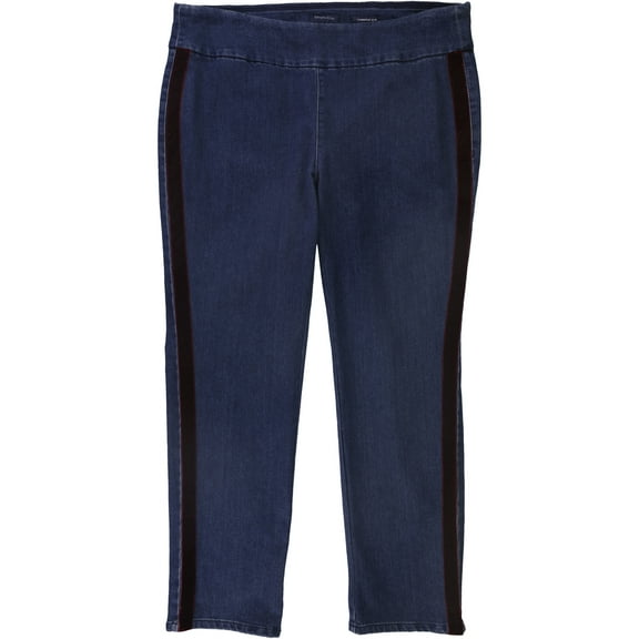 Charter Club Womens Velvet Stripe Jeggings, Blue, Plus Size, 22W