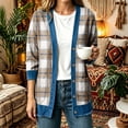 thumbnail image 4 of Bixock Jeans Cardigan for Womens Open Front Long Sleeve with Pockets Printed Loose Casual Outerwear Fall Winter Coats Daily Wear, 4 of 5