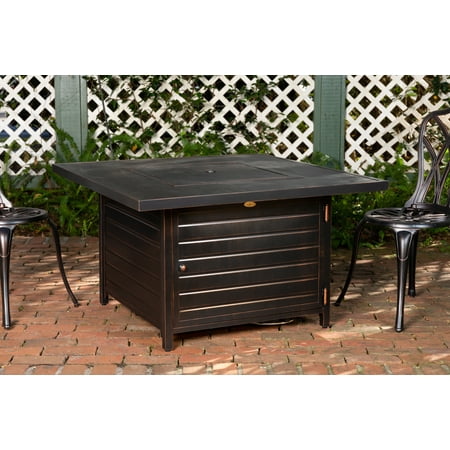 Fire Sense - Langhorne Square Aluminum LPG Fire Pit - Antique Bronze